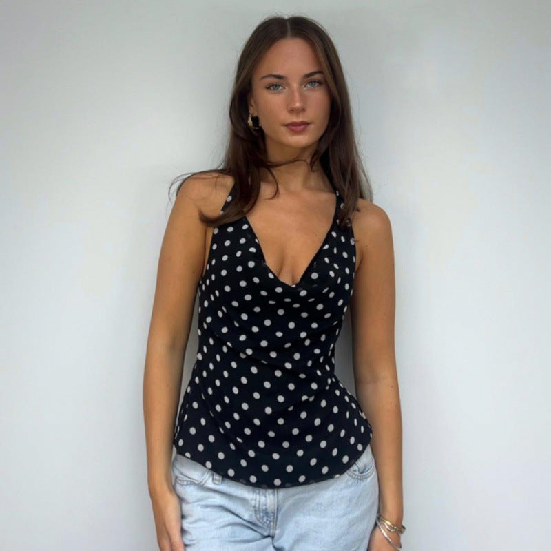 Damen Haltertop mit polka-dots Design und figurbetontem Schnitt EB