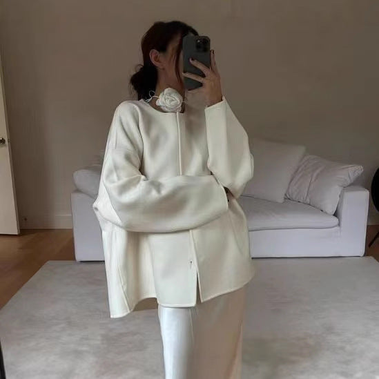 Damen Oversized Mantel mit asymmetrischem Kragen EB