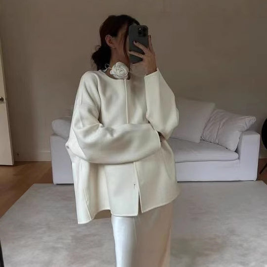 Damen Oversized Mantel mit asymmetrischem Kragen EB