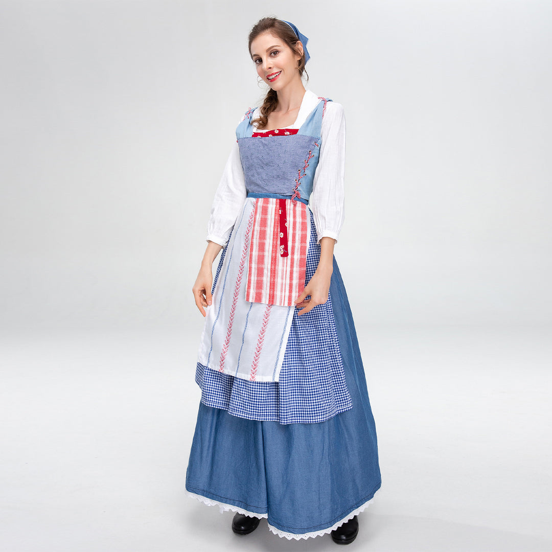 Damen nan ländliches Trachtenkleid mit Latzmieder und mehrlagiger Schürze EB