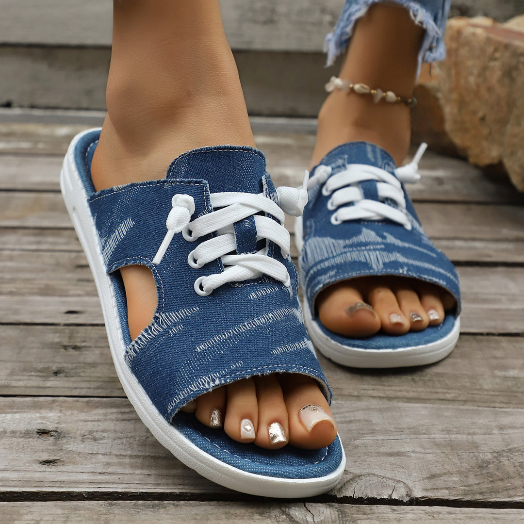 Damen Freizeitsandalen mit offenem Zehenbereich und lässigem Schnürdesign EB