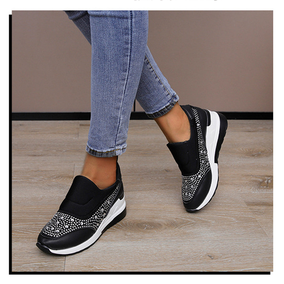 Damen Sportliche Sneakers mit funkelnden Strassdetails EB