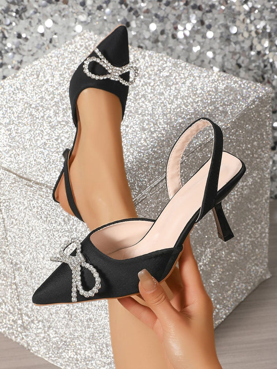 Damen Slingback-Pumps mit glamourösem Schleifenakzent EB