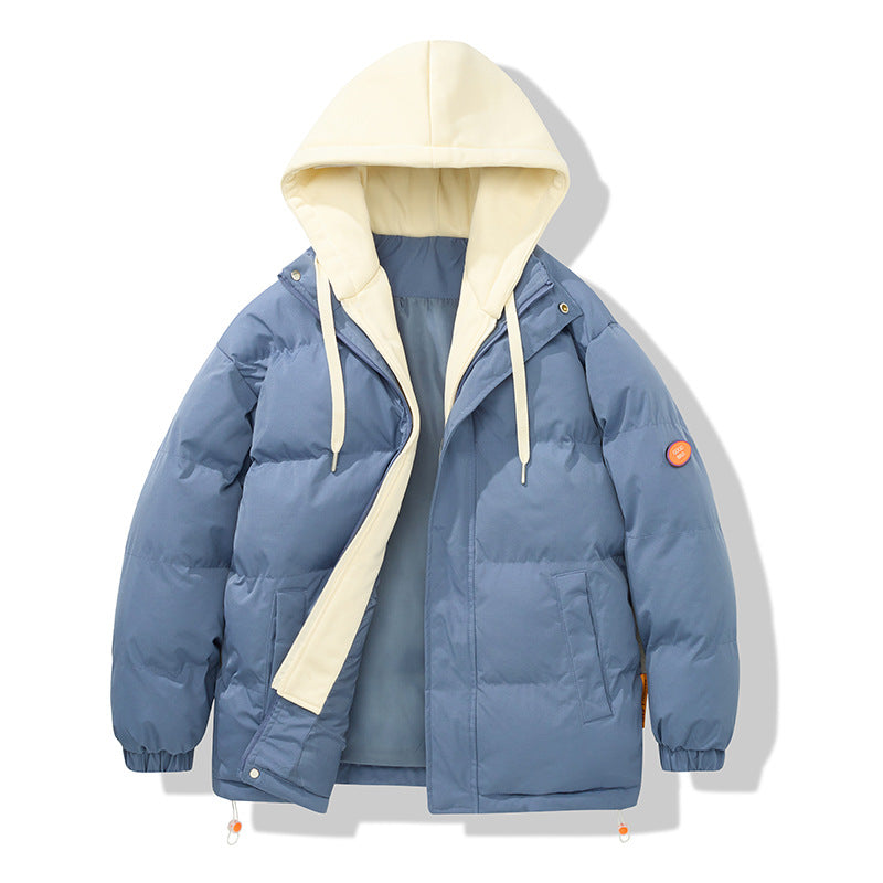 Herren zweilagige Oversized Steppjacke mit integrierter Kontrast-Kapuzeninnenjacke und thermischer Wattierung EB