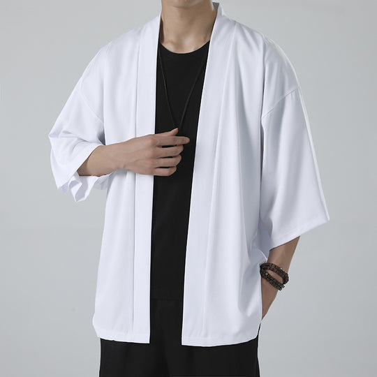 Herren nan kimonoartige Kurzjacke im Oversize-Stil mit offenem Schnitt und weichem Fall EB