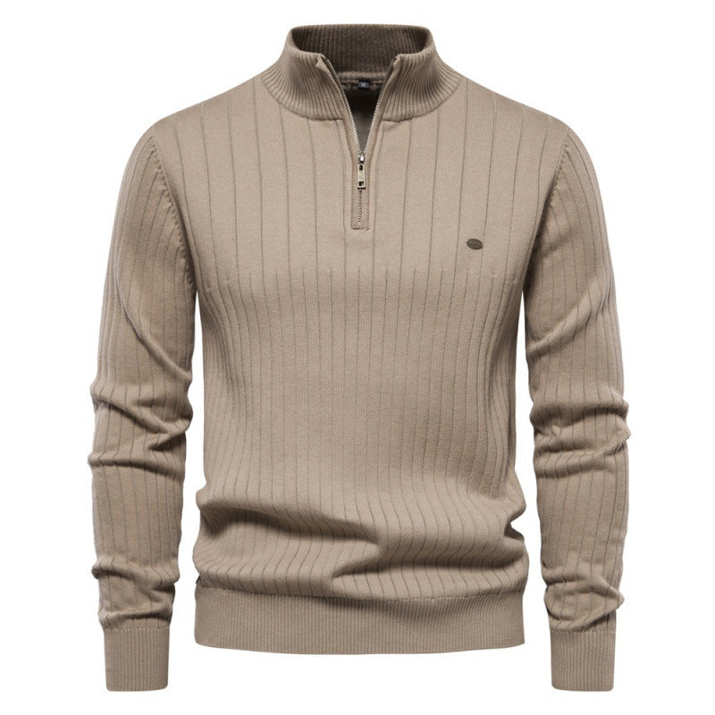 Herren Pullover mit halbem Reißverschluss und Rippstruktur EB