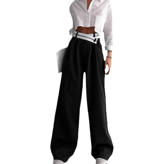 Damen Modische Palazzo-Hose mit asymmetrischem Bund EB