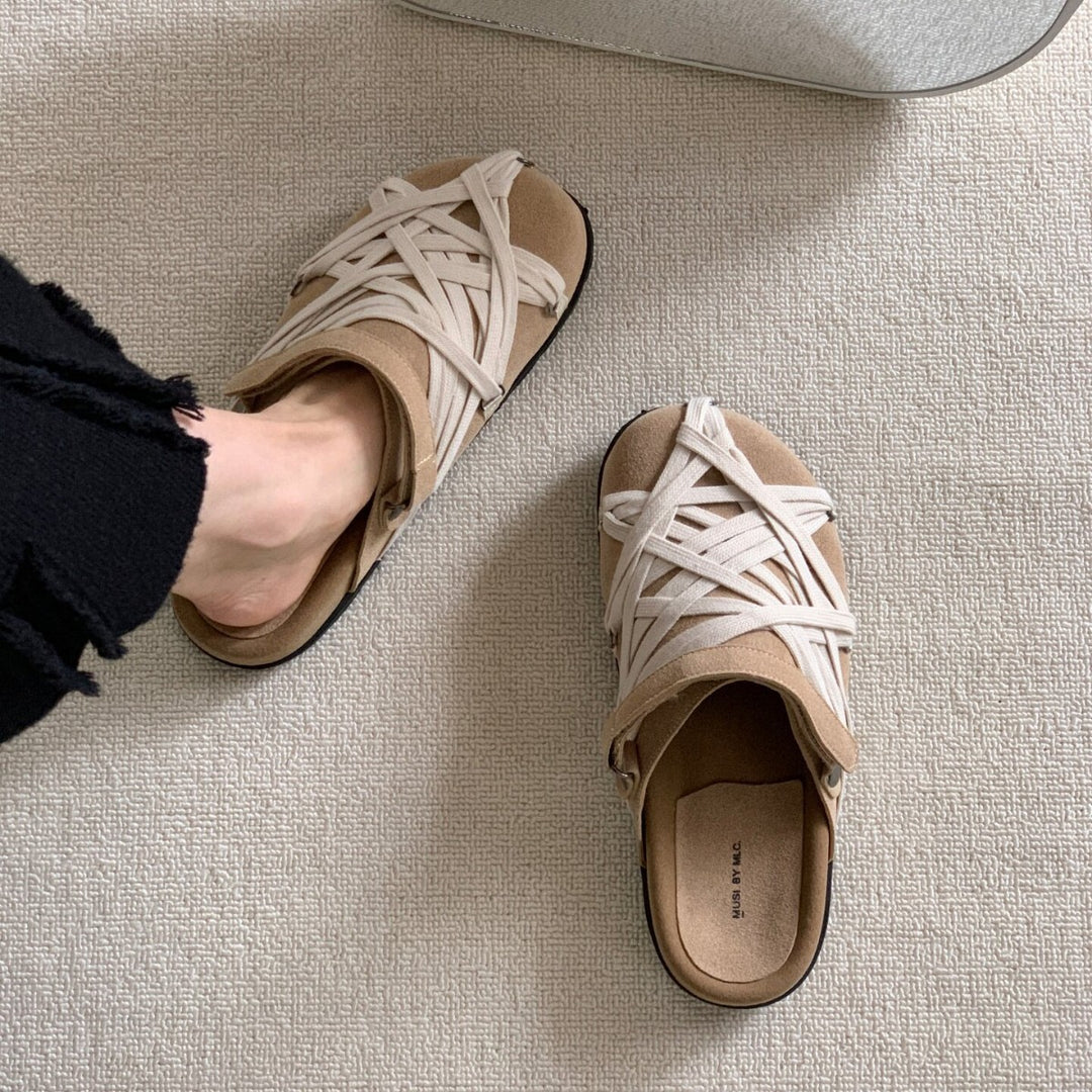 Damen Clogs mit geflochtenem Design und komfortablem Fußbett EB