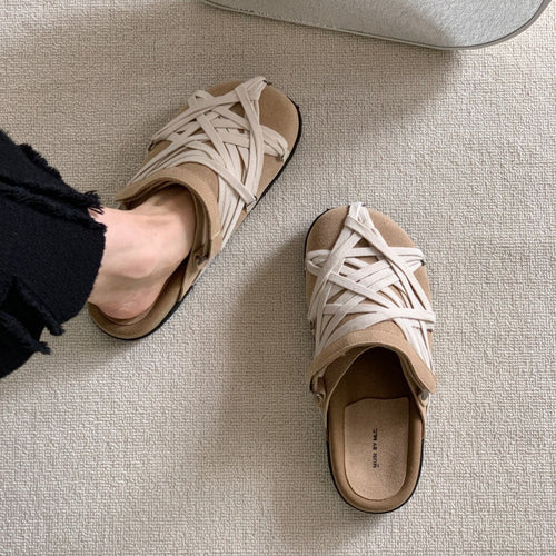 Damen Clogs mit geflochtenem Design und komfortablem Fußbett EB