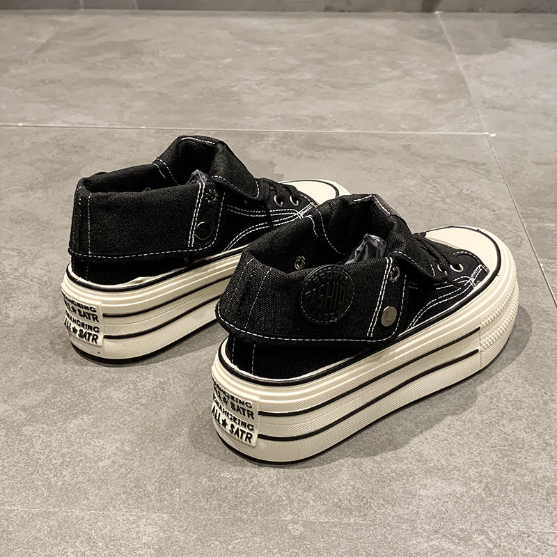Damen High-Top Sneakers mit modischem Plateau und verstellbarem Knöchelriemen EB