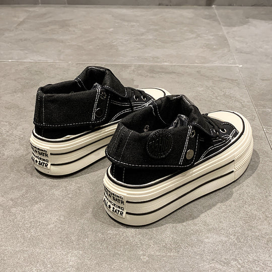 Damen High-Top Sneakers mit modischem Plateau und verstellbarem Knöchelriemen EB