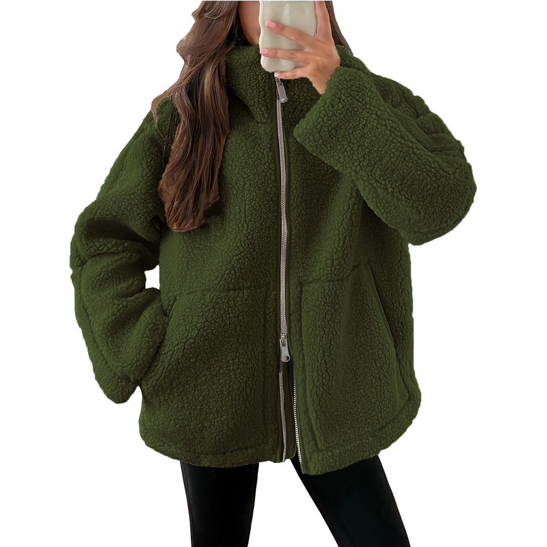 Damen Kuschelige Teddy-Jacke mit Reißverschluss EB