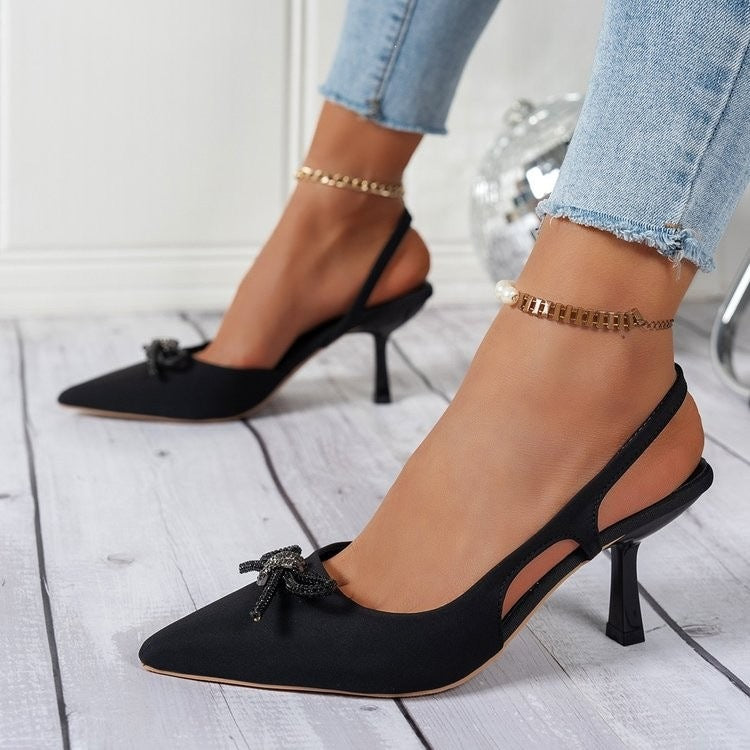 Damen Slingback Pumps mit glamourösem Schleifen-Design EB