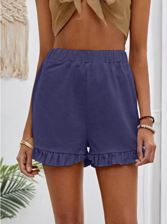 Damen Shorts mit Rüschendetails und Elastischem Bund EB