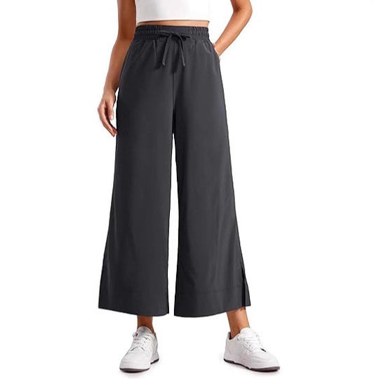 Damen nan weite Culotte-Hose mit elastischem Bund, Tunnelzug und seitlichen Schlitzen EB