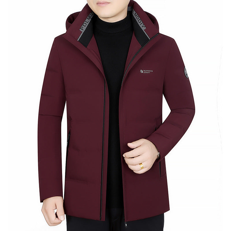 Herren Wattierter City-Mantel mit Kapuze, nahtlosem Minimaldesign und winddichter Performance-Außenhaut EB