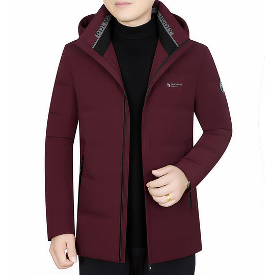 Herren Wattierter City-Mantel mit Kapuze, nahtlosem Minimaldesign und winddichter Performance-Außenhaut EB