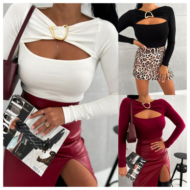Damen Oberteil mit elegantem Cut-Out und langem Arm EB