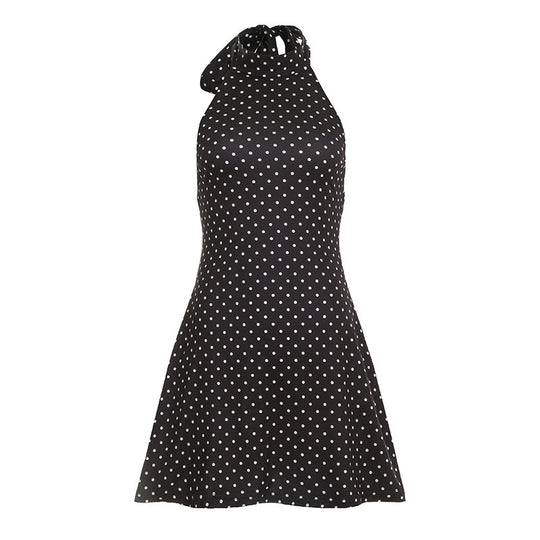 Damen Polka Dots Hängerkleid mit hohem Kragen EB