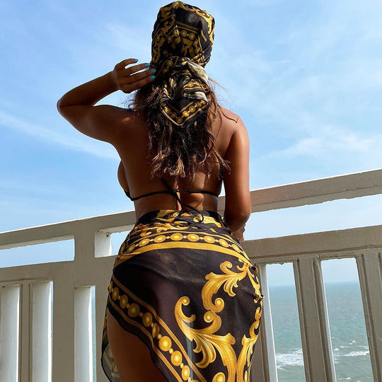 Damen Sarong mit kunstvollem Goldmuster EB