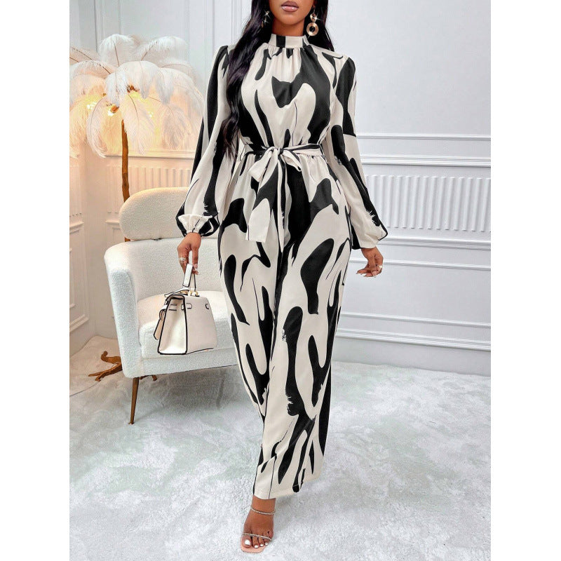 Damen Maxikleid mit stylischem Wickel-Design und eleganten Puffärmeln EB