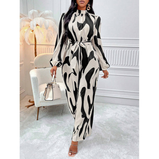 Damen Maxikleid mit stylischem Wickel-Design und eleganten Puffärmeln EB