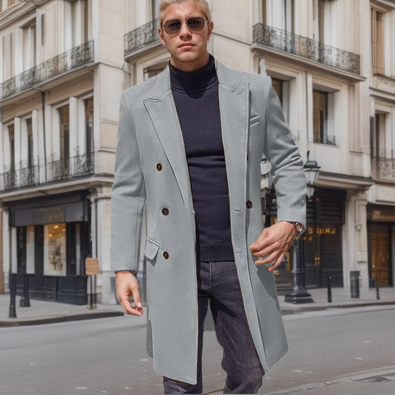 Herren eleganter Doppelknebel-Mantel mit stilvollem Schnitt und modischen Details EB