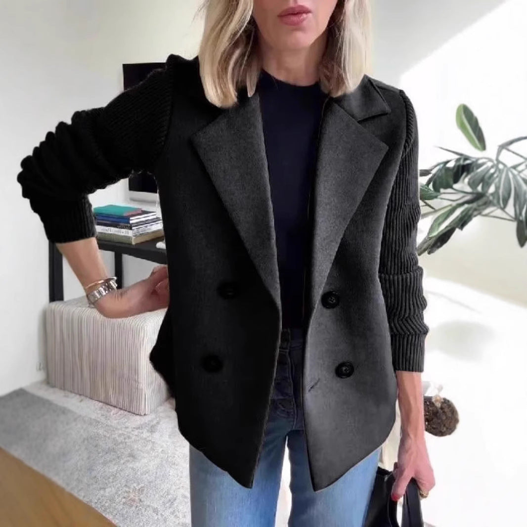 Damen Modischer Blazer mit doppelter Knopfleiste und Rippärmel EB