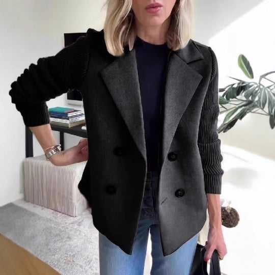 Damen Modischer Blazer mit doppelter Knopfleiste und Rippärmel EB