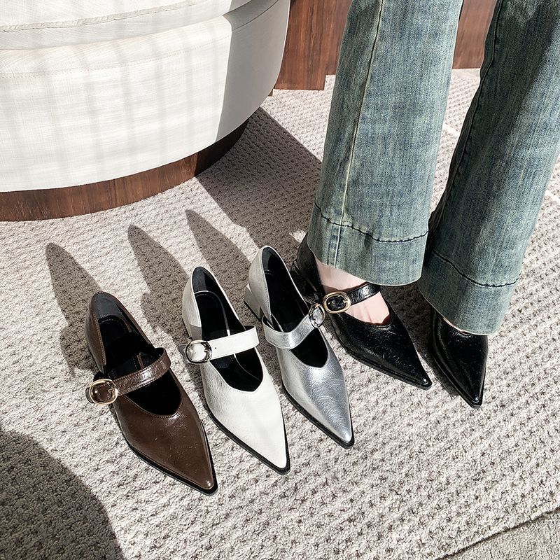 Damen elegante Slingback-Pumps mit breitem Riemen und blockiertem Absatz EB