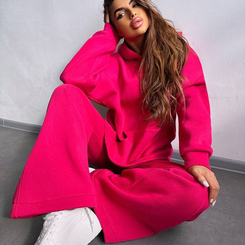Damen Oversized Hoodie‑Set mit weiter Palazzo‑Loungehose aus schwerer Baumwollmischung EB