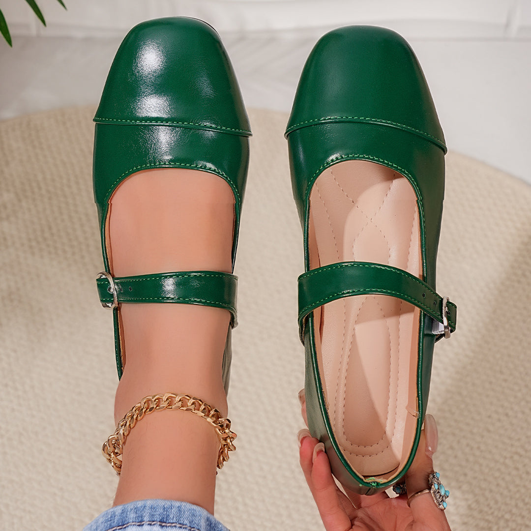Damen Ballerinas mit verstellbarem Riemen und elegantem Obermaterial EB