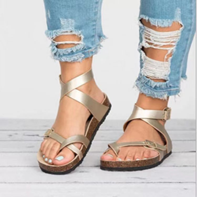 Damen bequeme Riemchen-Sandalen mit anatomischem Fußbett und verstellbarem Riemendesign EB