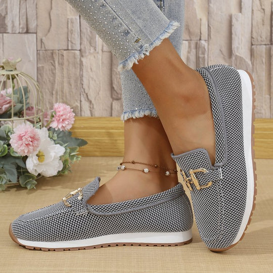 Damen Atmungsaktive Slip-On Sneakers mit elastischen Einsätzen und komfortablem Fußbett EB