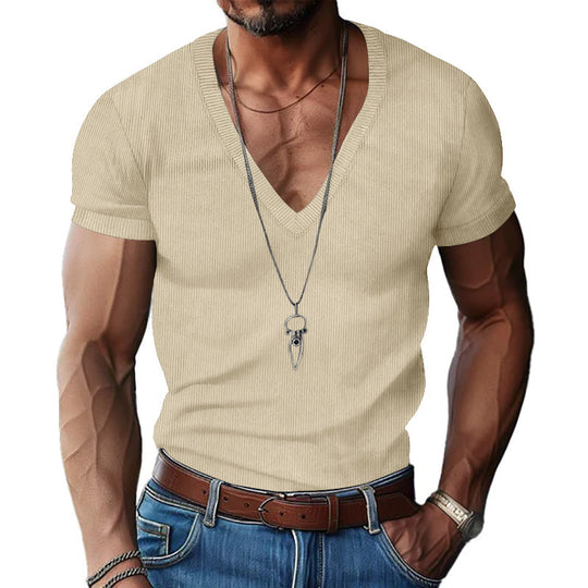 Herren Kurzarm V-Ausschnitt T-Shirt EB