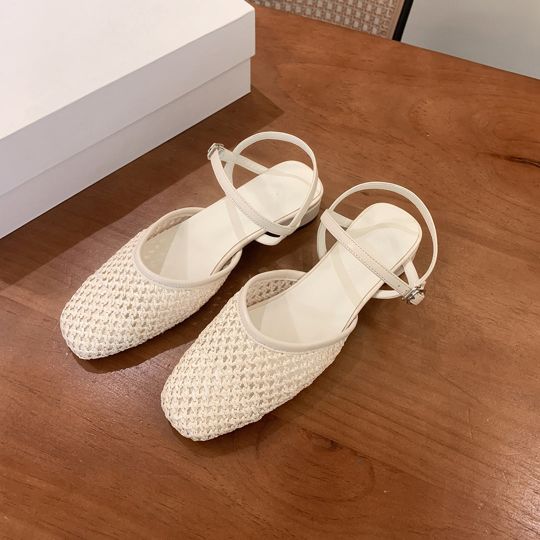 Damen Slingback-Pantoletten mit geflochtenem Obermaterial EB