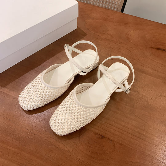Damen Slingback-Pantoletten mit geflochtenem Obermaterial EB
