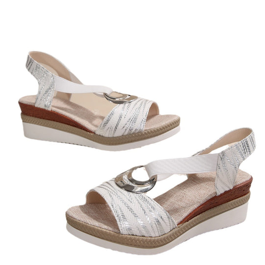 Damen Komfortable Plateausandalen mit modischem Schnallenakzent EB