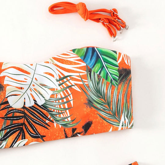 Damen Bandeau-Bikini mit hochgeschnittenem Unterteil EB