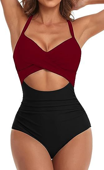 Damen Einteiliger Badeanzug mit elegantem Wickelschnitt EB