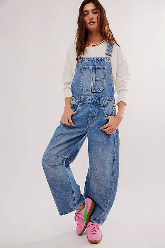 Damen lässige Denim-Latzhose im modernen Schnitt mit verstellbaren Trägern EB