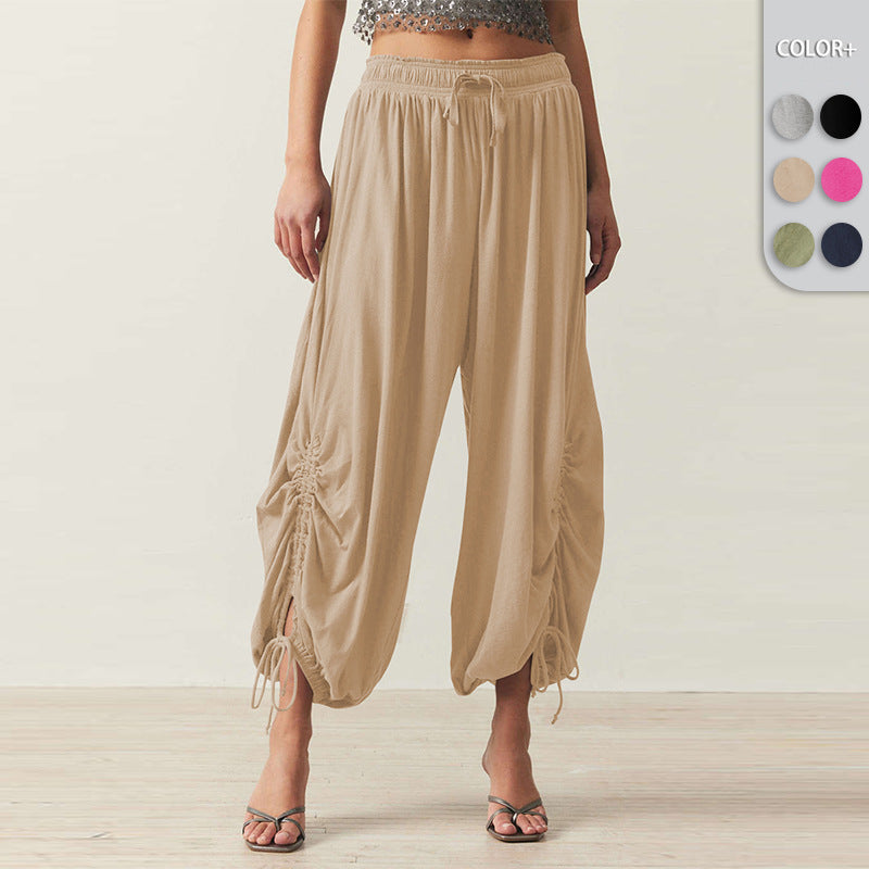 Damen Bequeme Haremshose mit raffinierten Rüschendetails EB