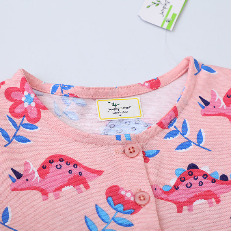 Mädchen Baumwollkleid mit fröhlichen Dinosaurier-Motiven EB