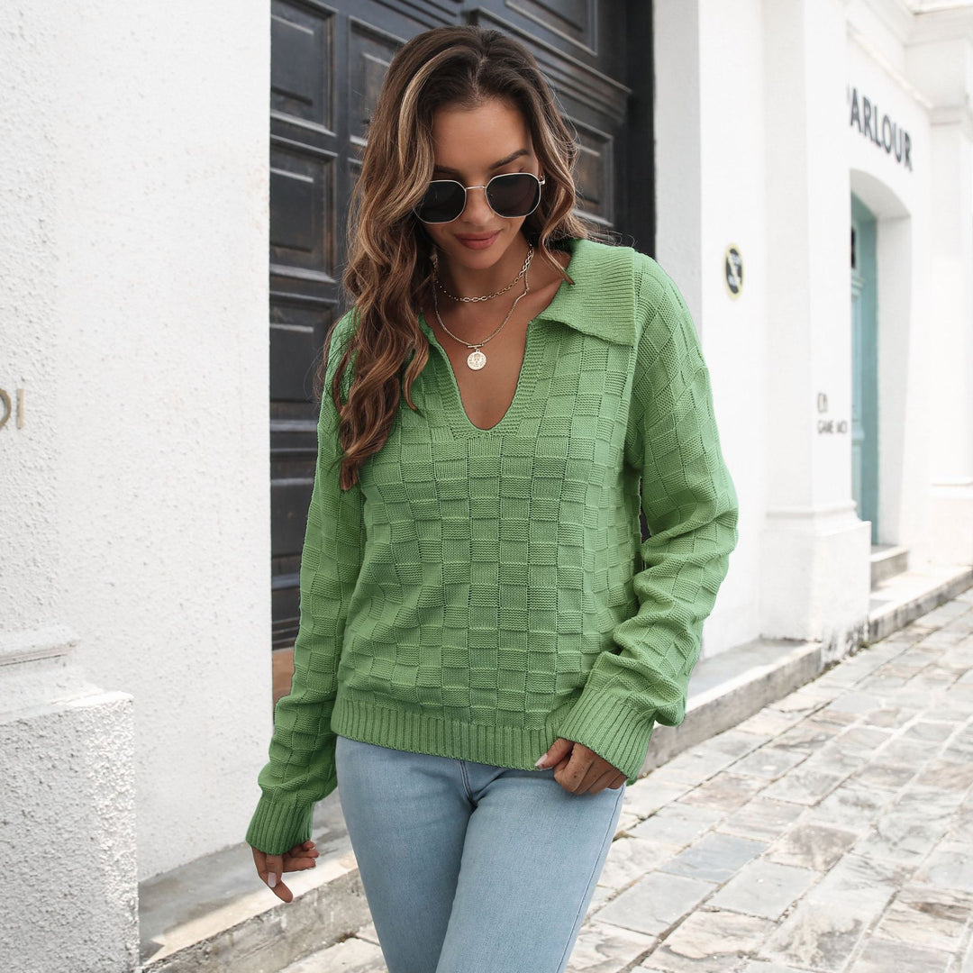 Damen Pullover mit modischem V-Ausschnitt und strukturiertem Muster EB