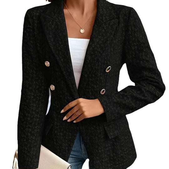 Damen Eleganter Blazer mit strukturiertem Muster und doppelter Knopfleiste EB