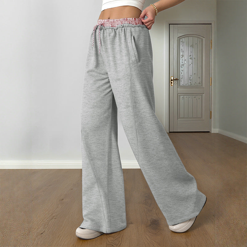 Damen Bequeme Weite Freizeithose mit elastischem Bund EB