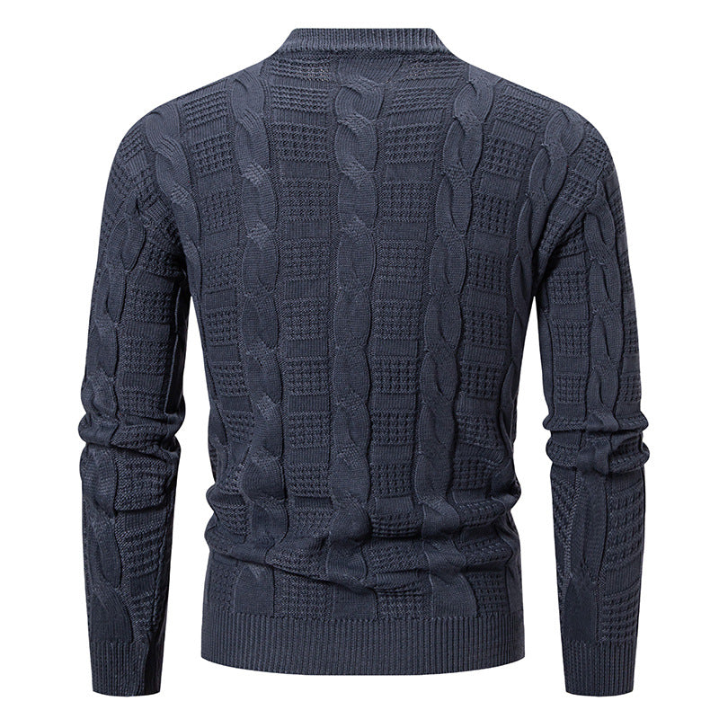Herren Hochwertiger Grobstrickpullover mit Stehkragen und dekorativem Muster EB