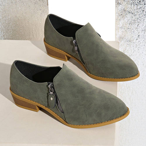 Damen Biker-Stiefeletten mit modischem Reißverschluss und bequemer Sohle EB