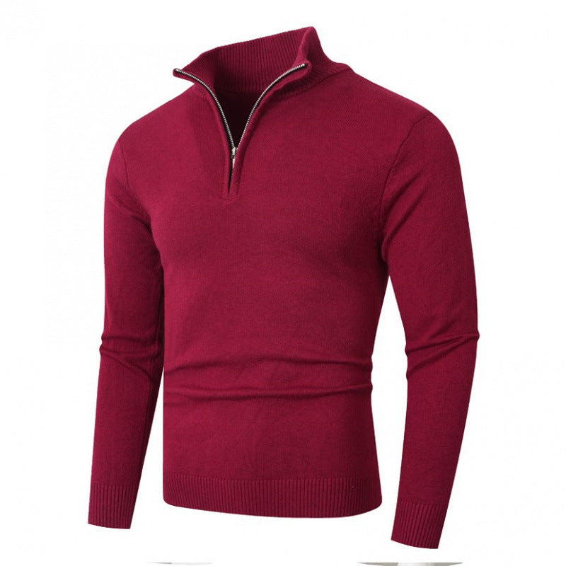 Herren modischer Strickpullover mit hohem Kragen und Reißverschluss EB