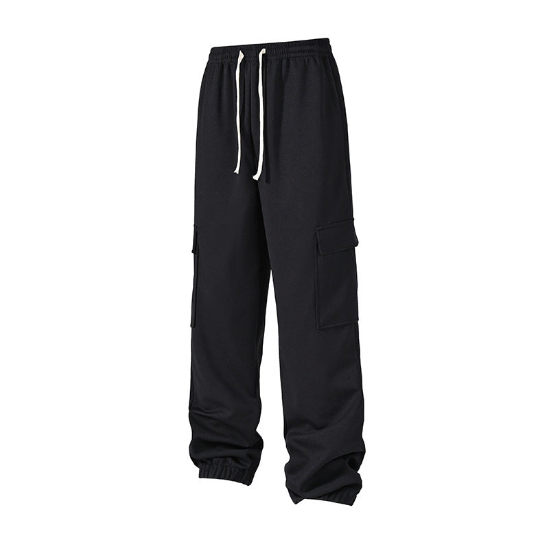 Herren lockere Cargo-Jogginghose mit elastischem Bund, Kordelzug und aufgesetzten Klappentaschen EB